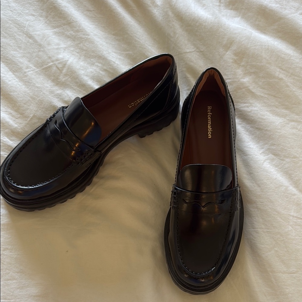 NWB Reformation Black Chunky Loafers